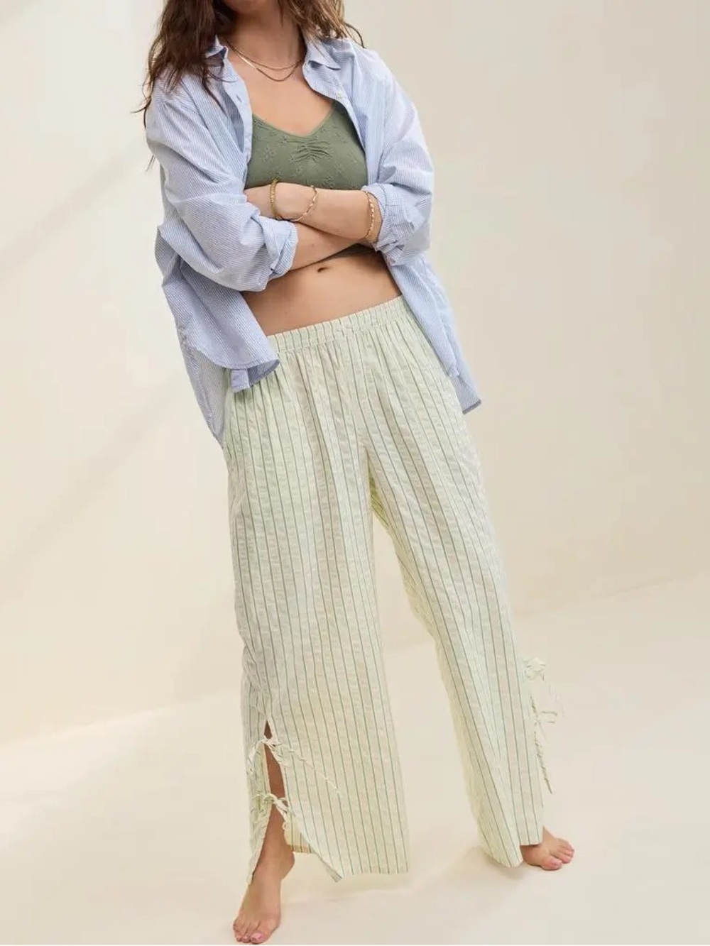 Aerie- Off-Duty Seersucker Side Tie Trouser PJs